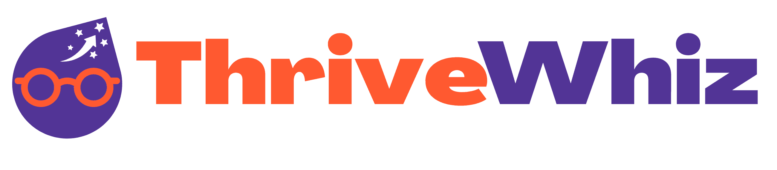 ThriveWhiz logo with glasses and stars.